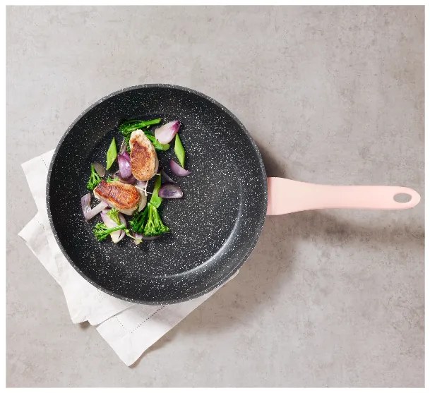 Silvercrest® Hliníková panvica, Ø 28 cm, bledoružová + Hliníková panvica, Ø 24 cm, bledoružová (800011902)