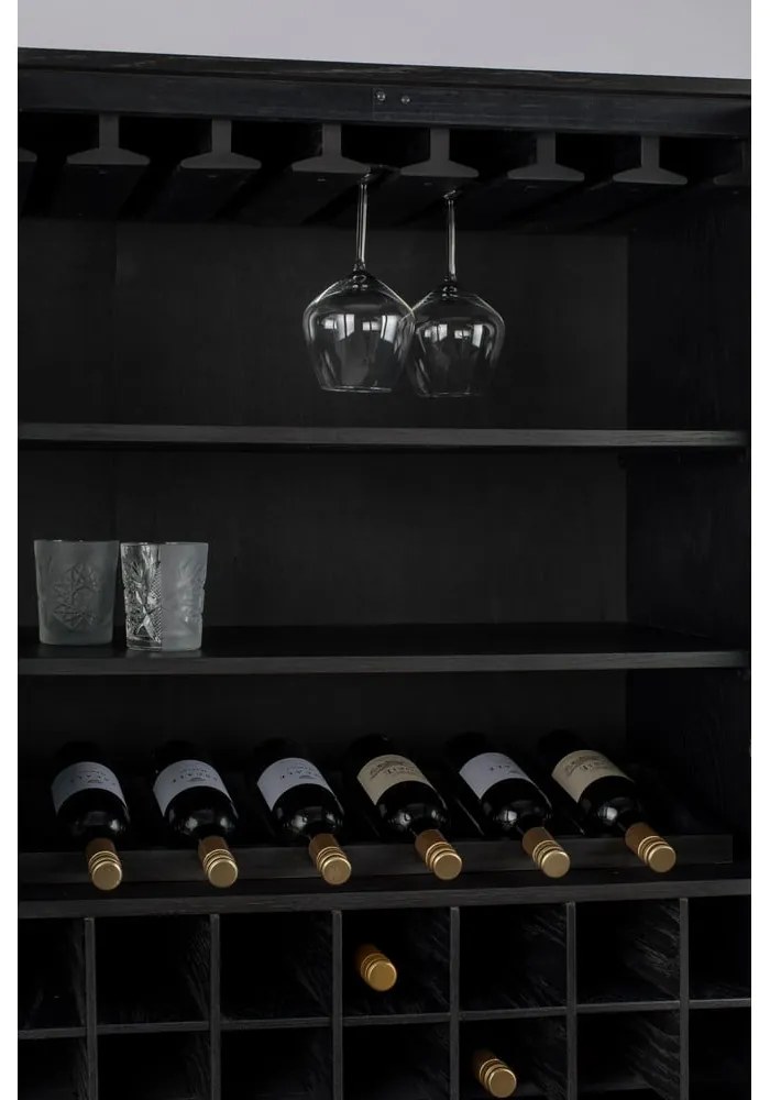 Čierna vinotéka z dubového dreva pre 20 fliaš, 89x181 cm Travis – Zuiver