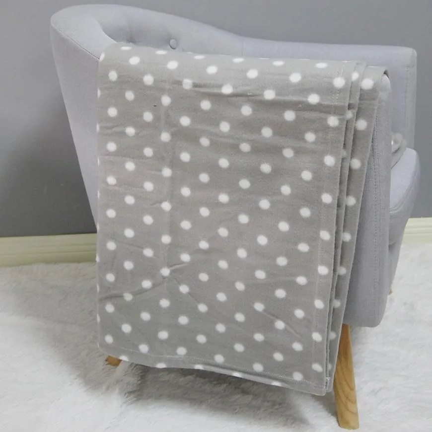 Fleecová deka biela bodka 170x220