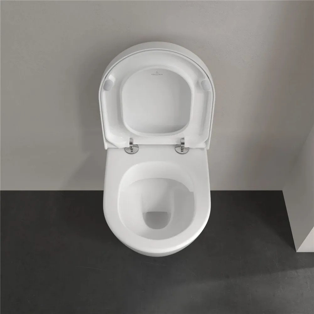 VILLEROY &amp; BOCH Subway 2.0 Compact závesné WC s hlbokým splachovaním bez vnútorného okraja, 355 x 480 mm, biela alpská, s povrchom CeramicPlus, 5606R0R1