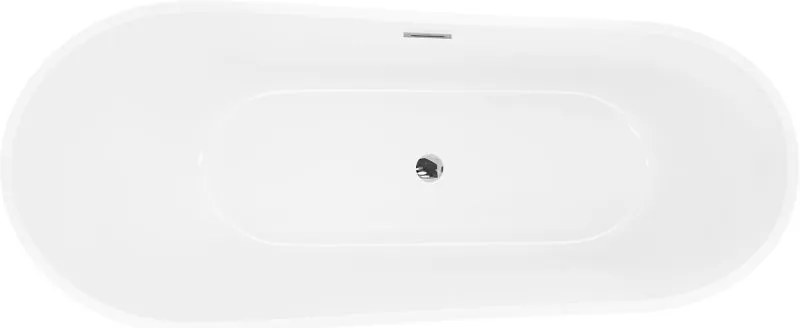 Mexen Dora, voľne stojaca vaňa 150 x 75 cm, biela/čierna, chrómový prepad, 52071507575-01