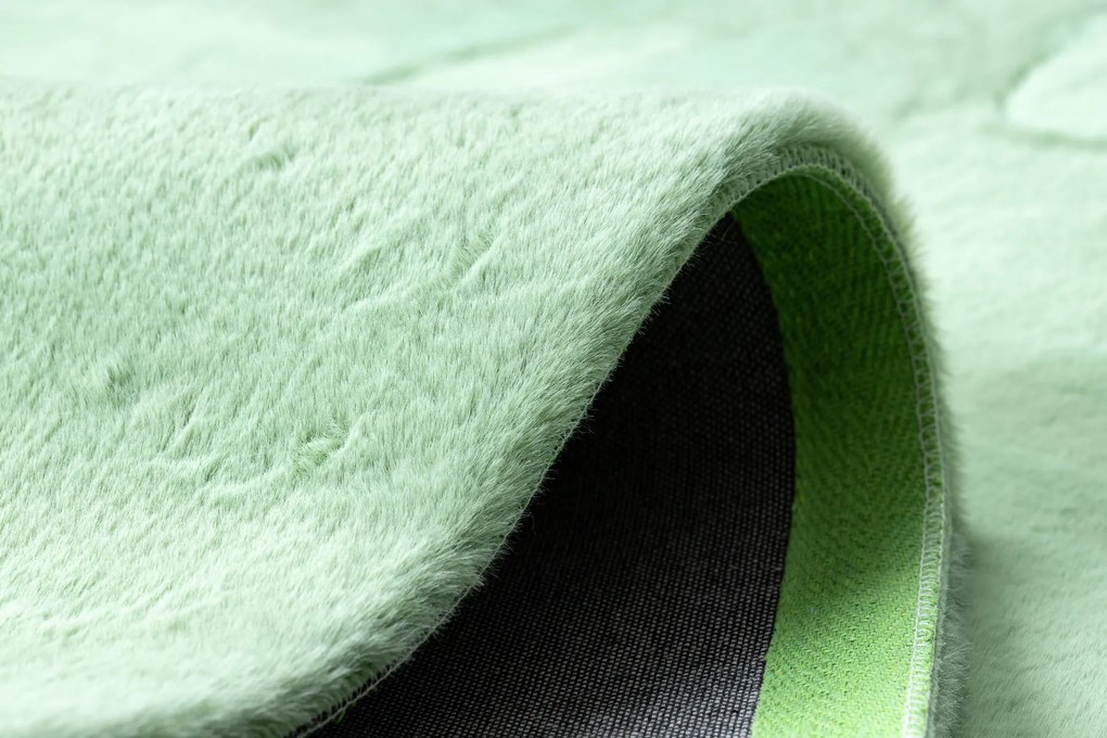 Koberec BUNNY, zelený, imitácia králičej kožušiny