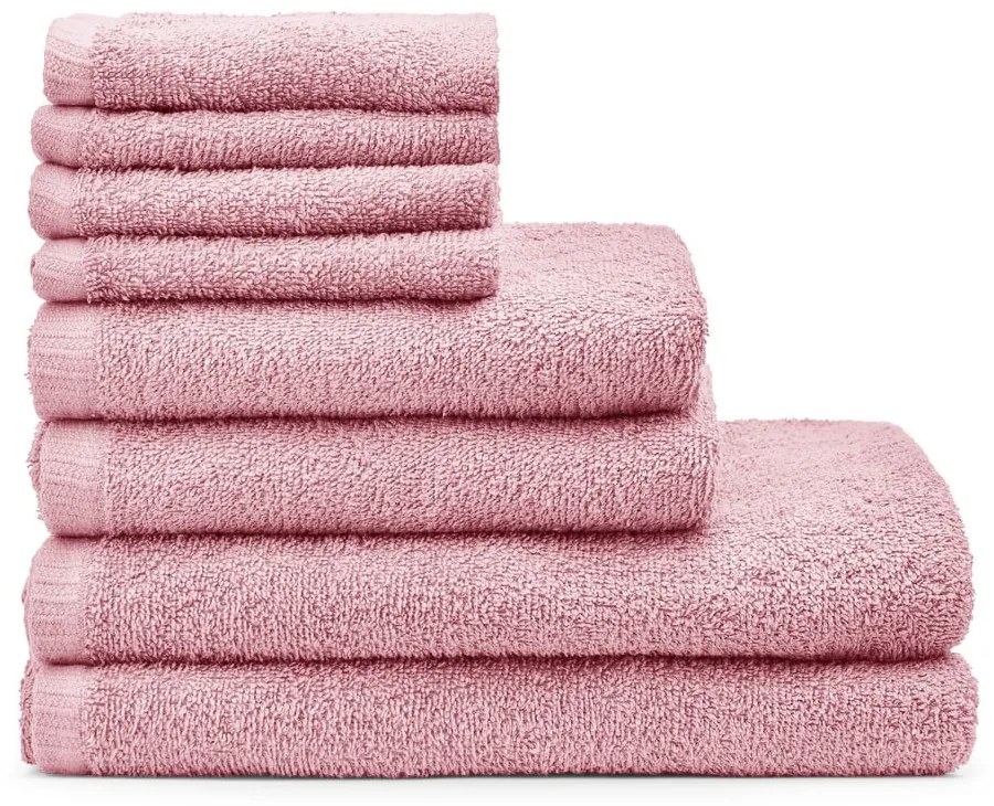 Ružové rýchloschnúce/froté bavlnené uteráky a osušky v súprave 8 ks Quick Dry – Catherine Lansfield