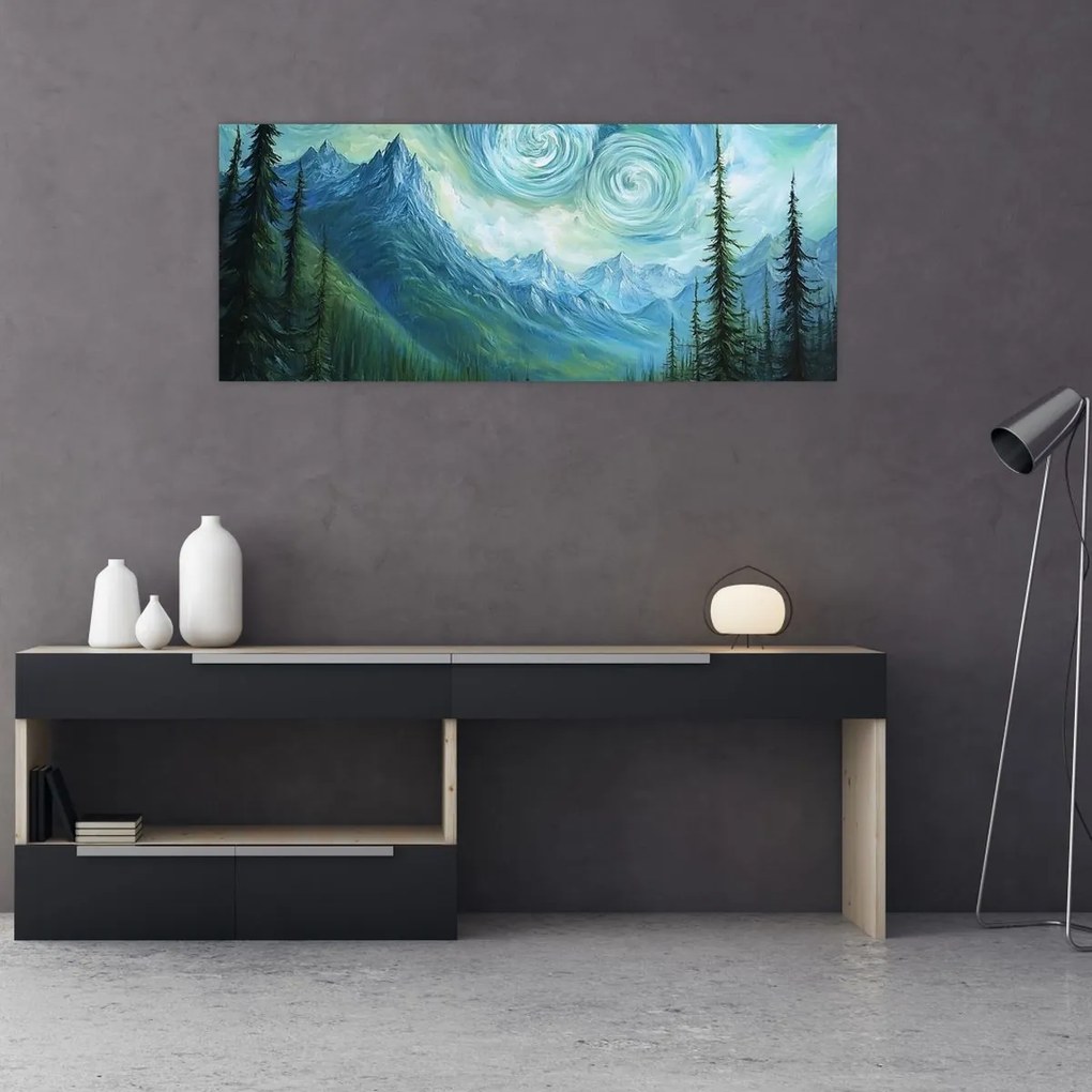 Obraz - Krajina s nádychom Van Gogha (120x50 cm)