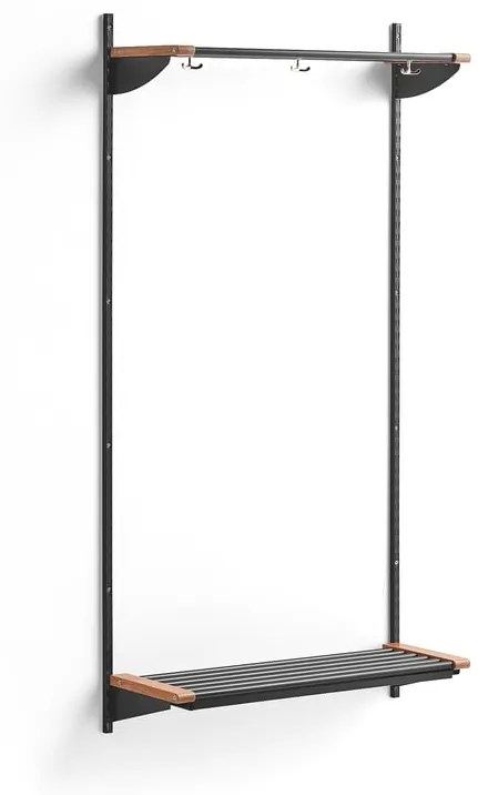 Vešiaková stena JEPPE s hornou policou, základná sekcia, 1790x900x310 mm, tmavošedá/dub