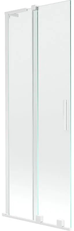 Mexen Velar L, 2-krídlová posuvná vaňová zástena 75 x 150 cm, 8mm číre sklo, biely profil, 896-075-003-01-20
