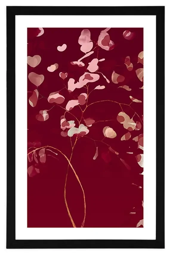 Plagát s paspartou vetvička lásky - 60x90 silver