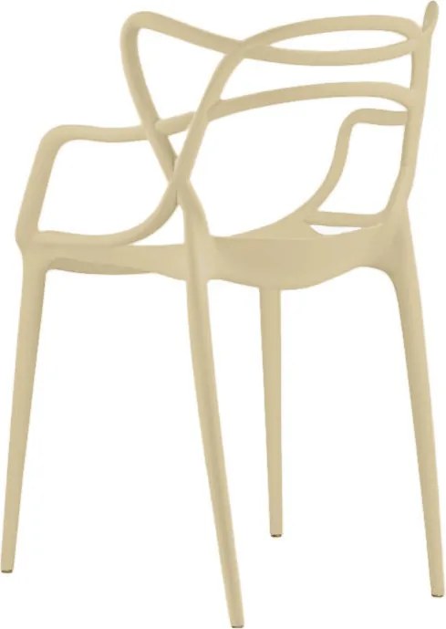 Sada 4 ks plastových stoličiek KATO, béžová