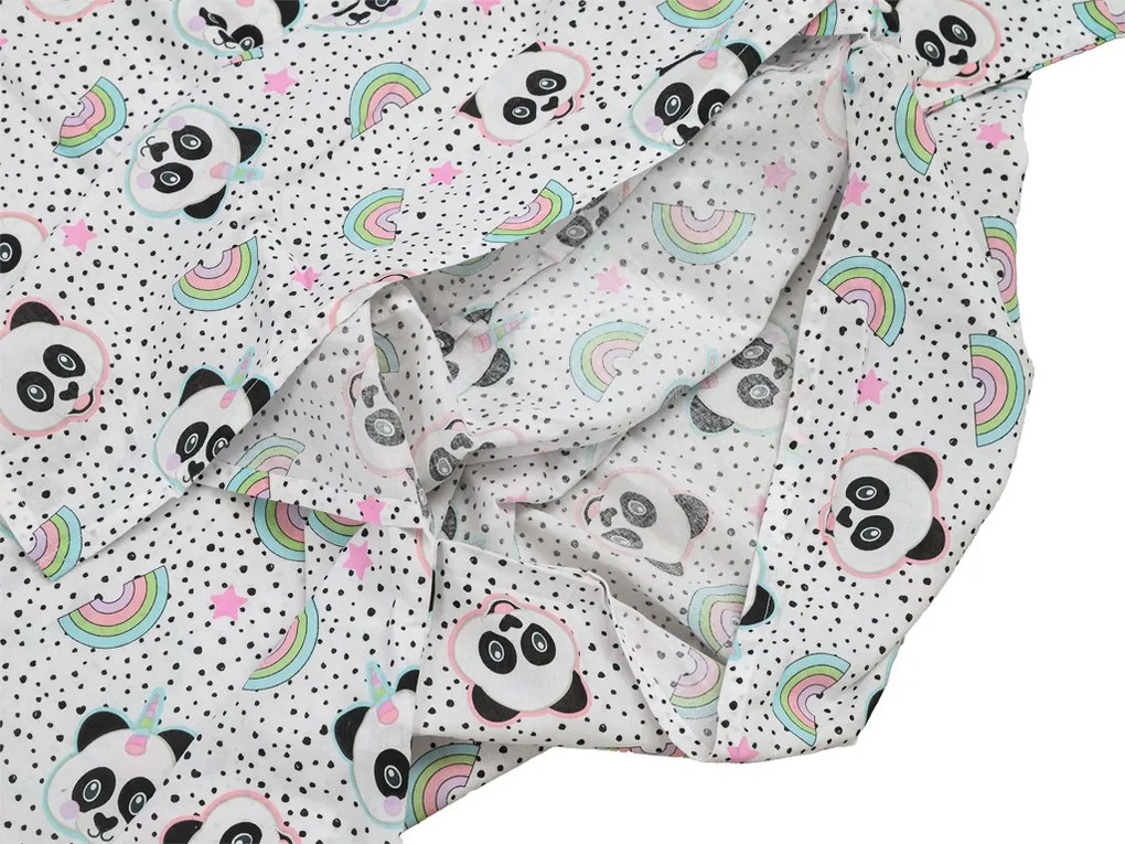 Detské bavlnené obliečky PANDA UNICORN biele Rozmer obliečky: 60 x 70 cm | 140 x 200 cm