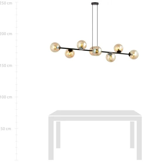 Luster na lanku ROSSI 8xE14/10W/230V čierna/béžová