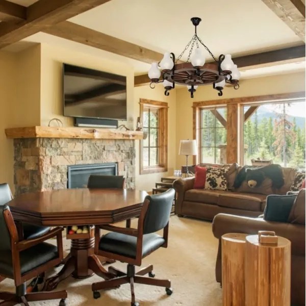 Brilagi - Luster na reťazi ROATA 8xE14/40W/230V buk/orech