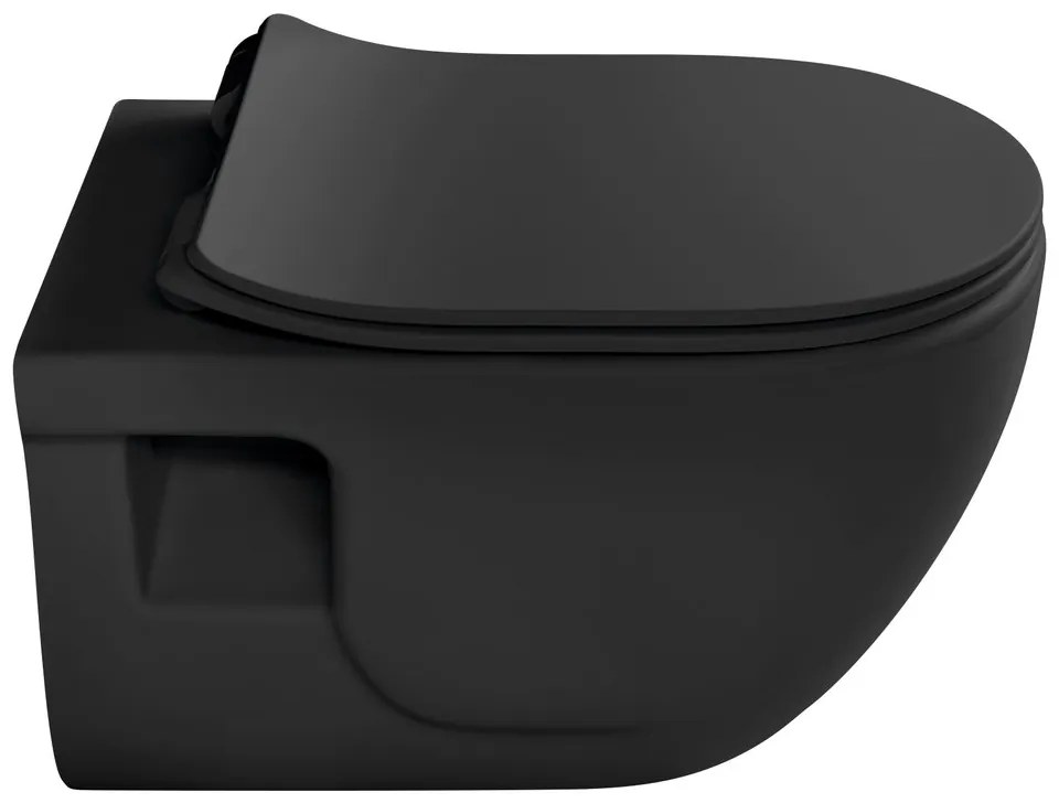 Sapho Sapho, BRILLA závesná WC misa, Rimless, 36,5x53cm, čierna matná, 100614-110