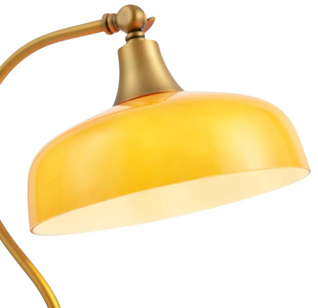 Klasická stolná lampa bronzová s oranžovým opálovým sklom - Clerk
