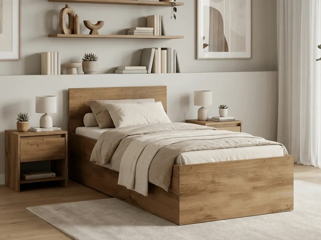 Posteľ SOFIA 90 x 200 cm, dub artisan Rošt: S lamelovým roštom, Matrac: Matrac DELUXE 10 cm