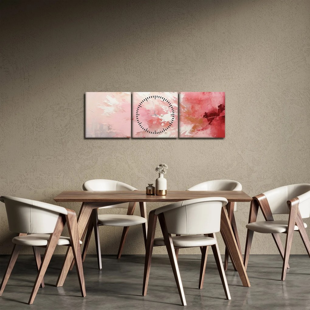 Obraz - Ružový abstrakt (s hodinami) (90x30 cm)