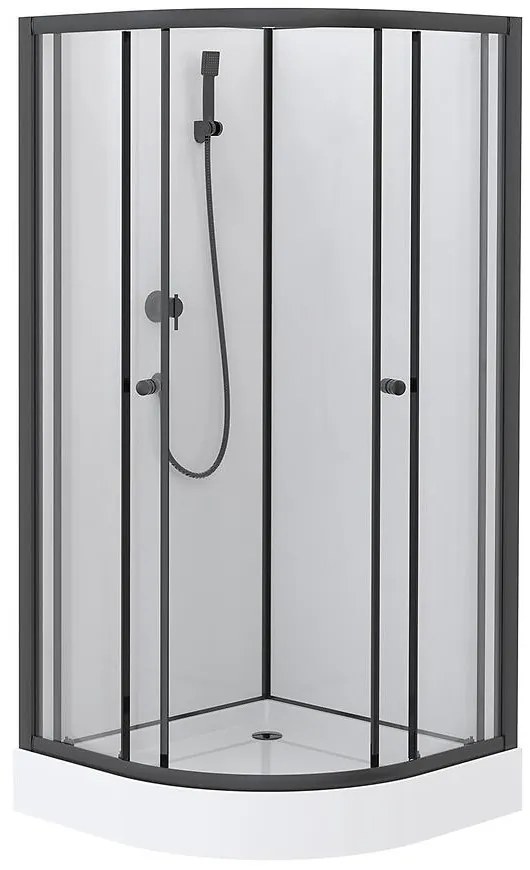 Sprchový box štvrťkruhový Elize 80x80x200 čierny