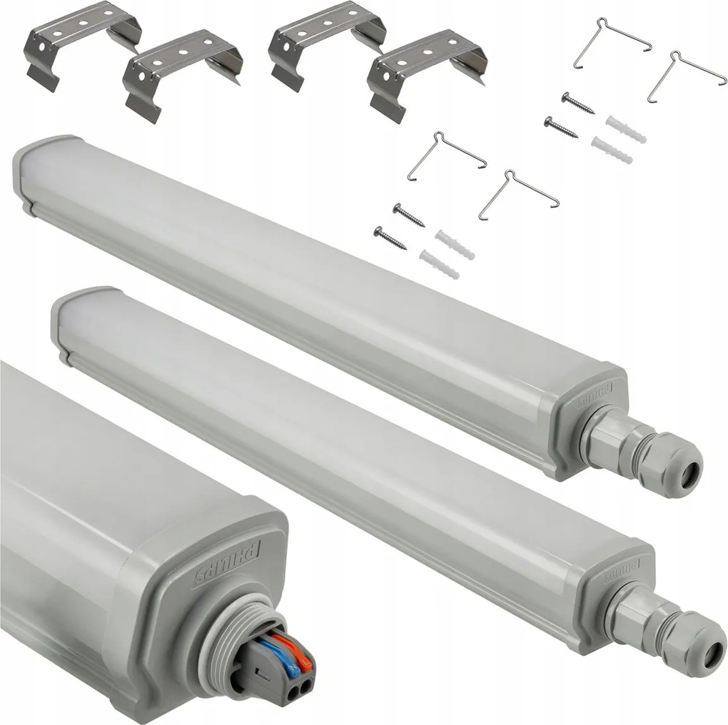 2x Stropné LED svietidlo do garáže 15W 60cm 1800lm hermetické 4000K