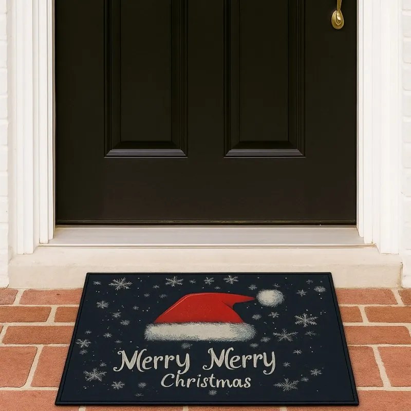 Vianočná rohožka SANTA STEP 60x90 cm, čierna