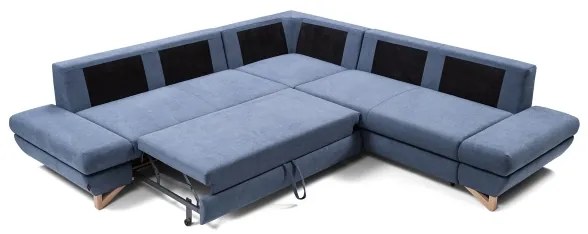 Rozkladacia rohová čalúnená sedacia súprava AVESTA do tvaru L s úložným priestorom, modrá