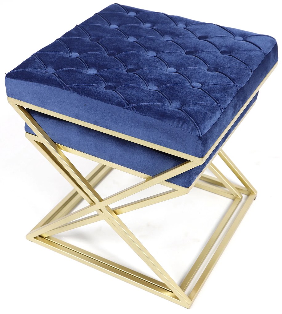 Dekorstudio Sada modrých taburetiek na zlatých nohách ROYAL