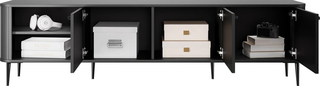 TV skrinka Vesper 3D 187 cm - čierna / čierne nohy