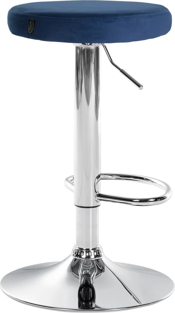 Barová stolička Ponte - zamat, chróm rám - Modrá