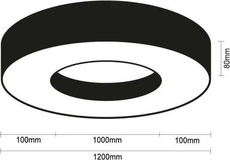 LED stropné svietidlo 115 W / 230 V, s prepínateľnou teplotou svetla 3000/4000/6500 K, priemer 120 cm, čierne