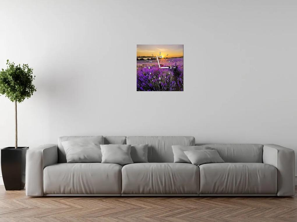 Gario Obraz s hodinami Levanduľové pole Rozmery: 100 x 40 cm
