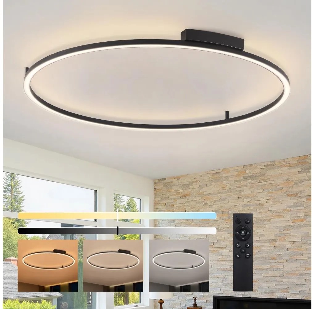 Brilagi - LED stmievateľné svietidlo PORTOFINO LED/85W/230V pr. 120 cm čierna + diaľkové ovládanie