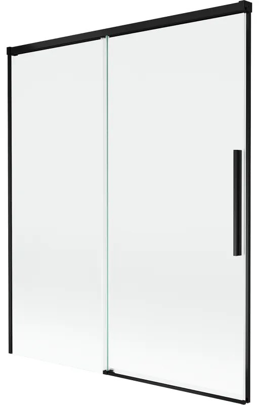 Mexen Rox, 2-krídlová posuvná vaňová zástena 140 x 150 cm, 8mm číre sklo, čierny matný profil, 8C9-140-001-70-00