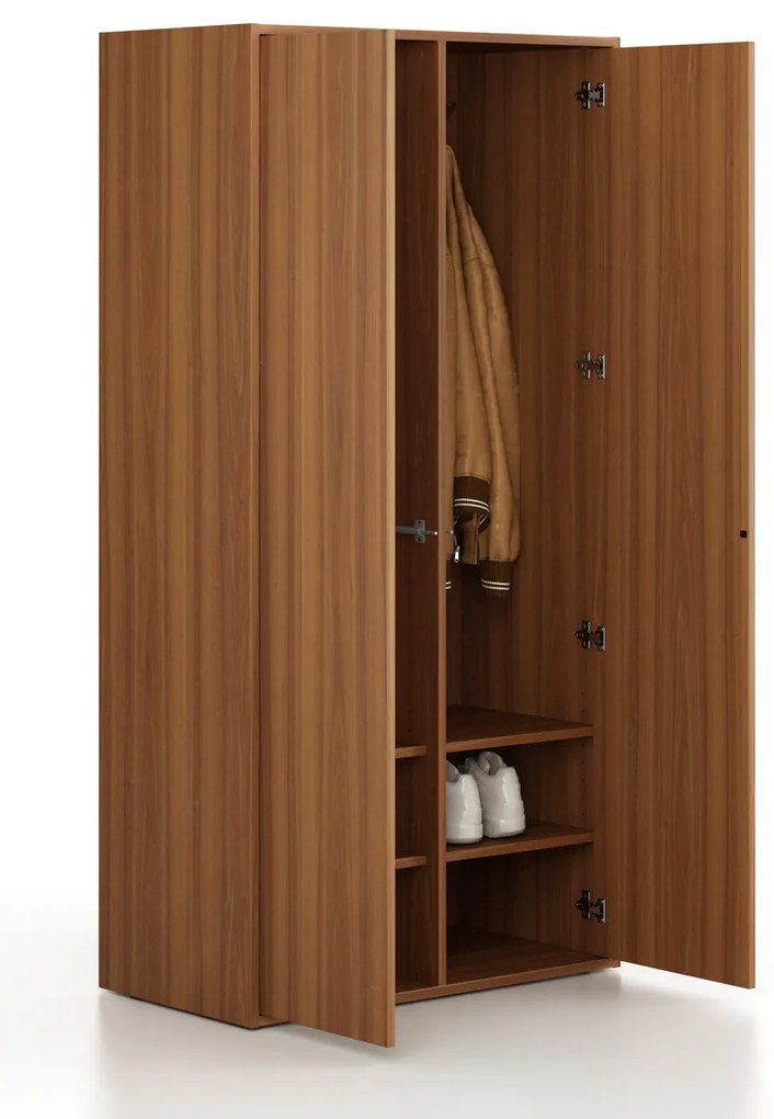 Šatníková skriňa FRAME, 2 oddiely, 872 x 450 x 1735 mm, PUSH-lock, orech