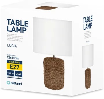 Stolná lampa keramická biela/ratan LUCIA