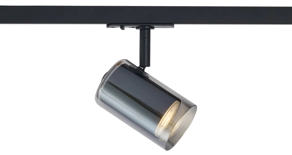 Moderný reflektor čierny s dymovým sklom pre 1-fázový koľajnicový systém - Iconic Lloyd