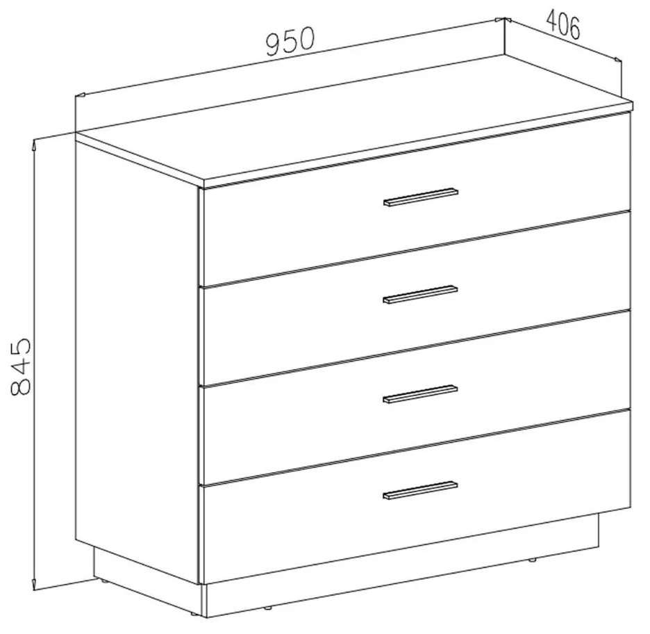 KOMODA MARION 95 cm KAŠMÍR PUSH LED