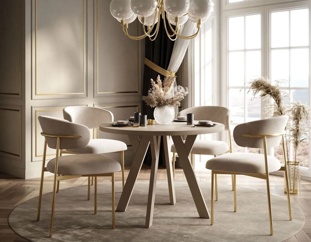 OKRÚHLY ROZKLADACÍ JEDÁLENSKÝ STÔL EWALD KAŠMÍR MATNÝ 100/140 cm