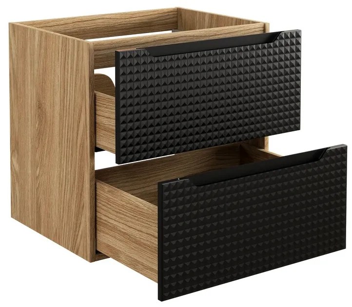 Závěsná skříňka Luxor Black SD s deskou a umyvadlem 120 cm černá/dub olejovaný
