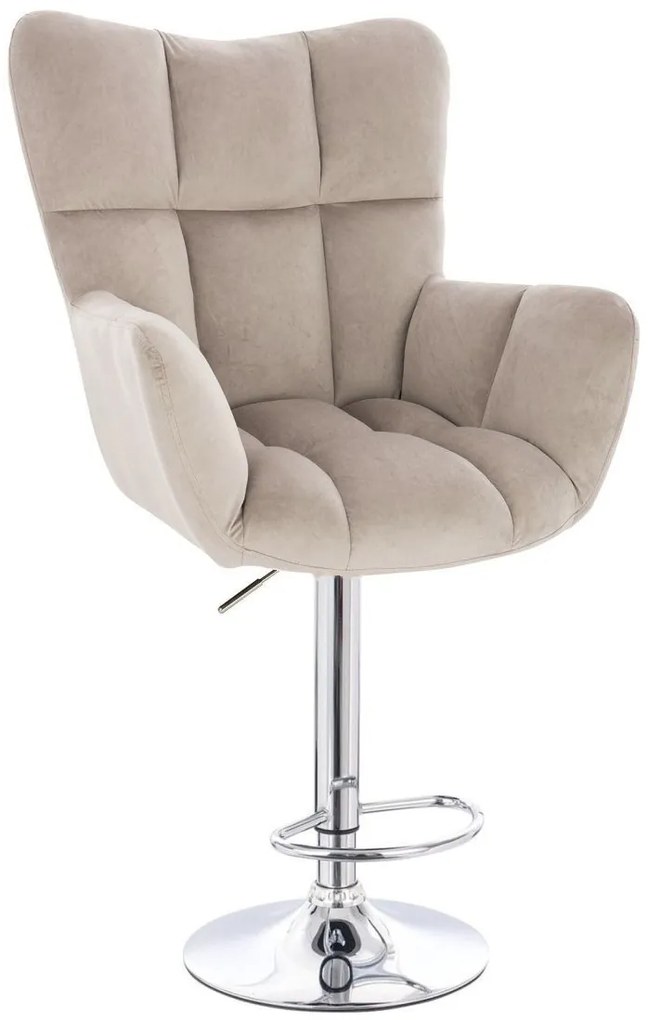 LuxuryForm DESIGN Barové kreslo AURORA VELUR na striebornom tanieri - latte