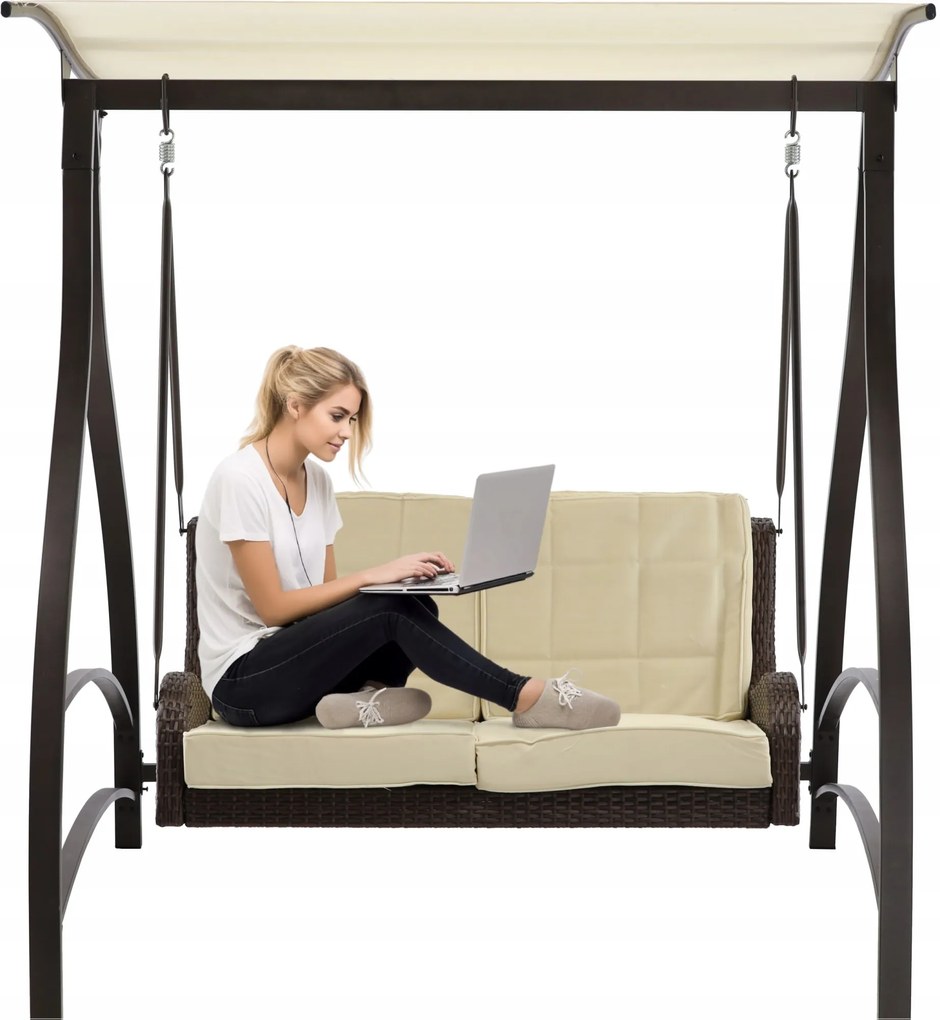 Záhradná hojdačka TEODOR 166 cm hnedo-béžová