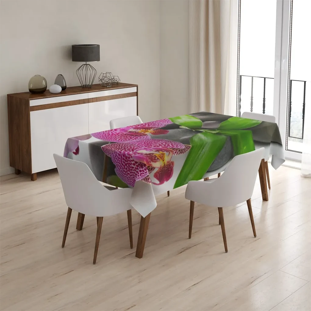 Sablio Obrus Orchidey a kamene - 145x240 cm