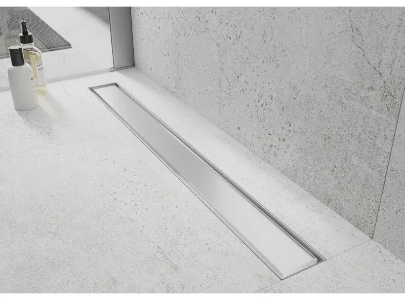 Mexen Flat nerezový sprchový žľab 100 cm vzor biele sklo, 1027100-15