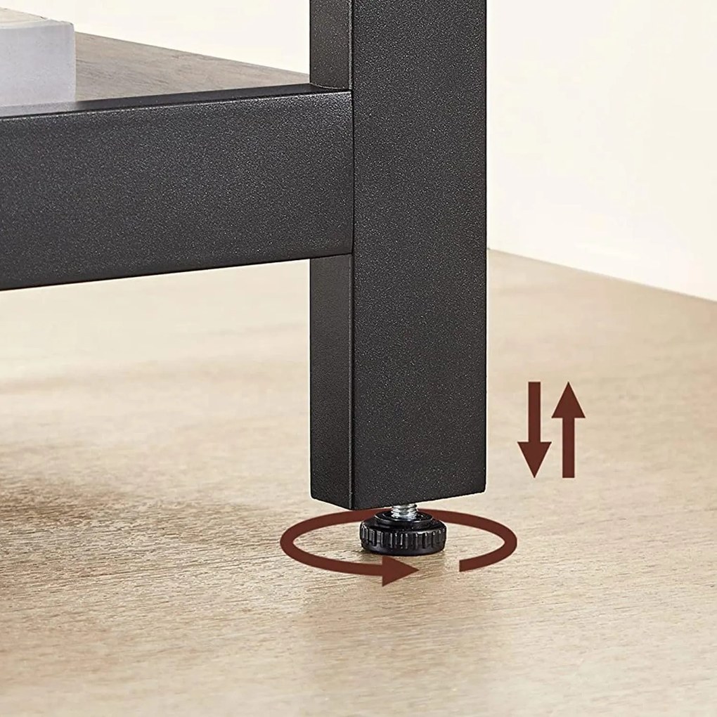 Rohový písací stôl v tvare L s 2 policami, sivý