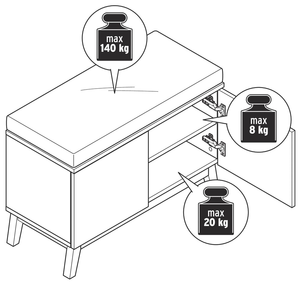 Lavica s úložnými priehradkami