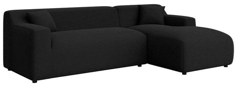 Čierna menčestrová rohová pohovka (pravý roh/s leňoškou) Martin – Ropez