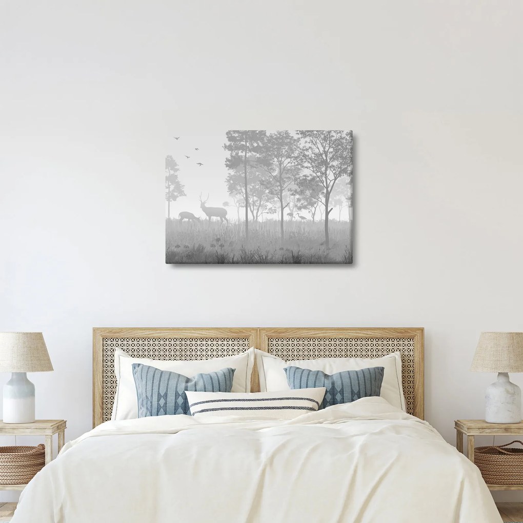 Obraz - Lúka s jeleňami (70x50 cm)