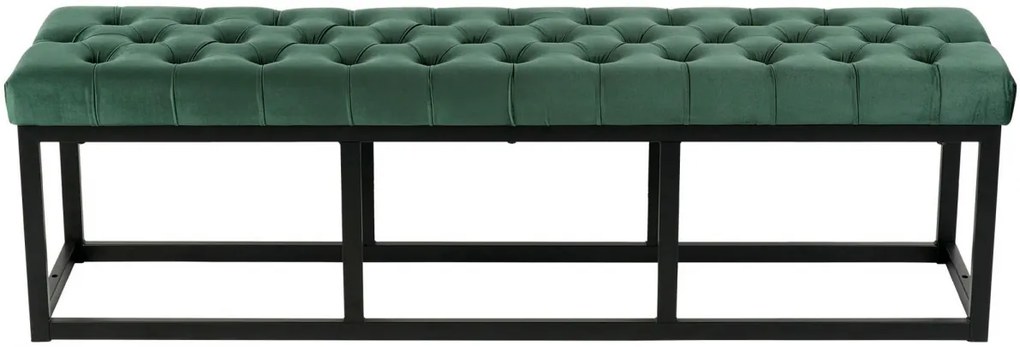 Lavica Polson - zamat, čierny rám 150 cm - Zelená