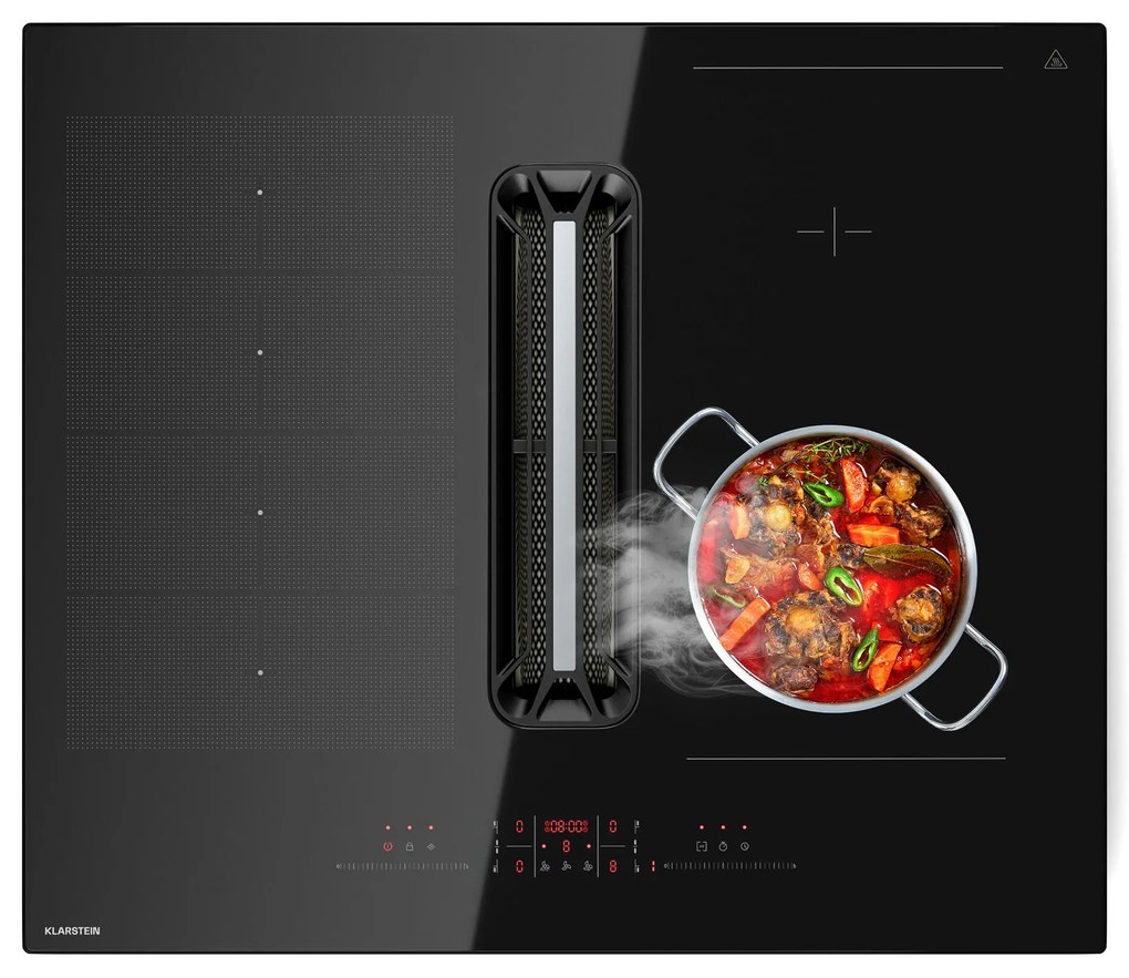 Klarstein AirJet Hybrid Down Air System, Indukčná varná doska s integrovaným digestorom, 477 m³/h, EEK A+