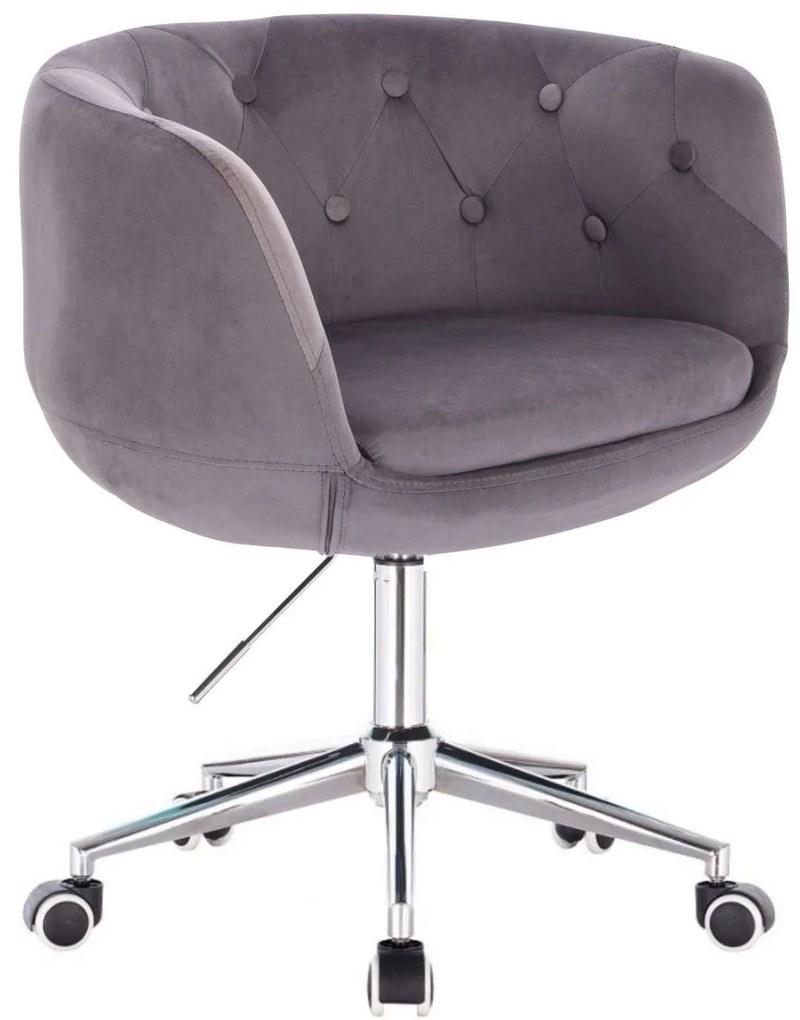LuxuryForm DESIGN Kreslo MONTANA VELUR na striebornej podstave s kolieskami - sivé