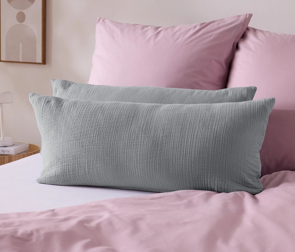 Poťahy na vankúše so vzorom mušlí, 2 ks, sivé, cca 80 x 40 cm