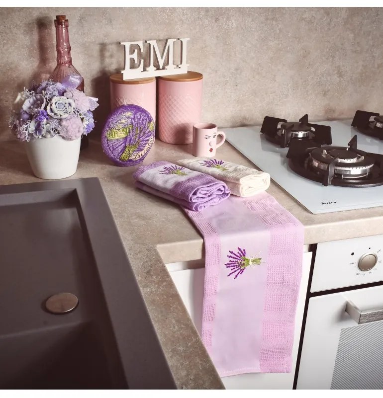 Utierky vaflové na riad levanduľa set 3 ks EMI