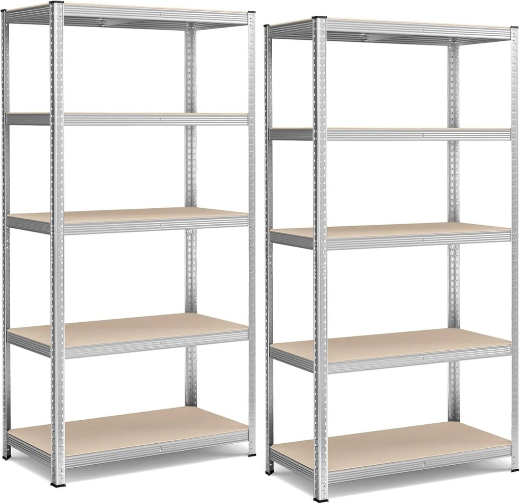 Sada 2 ks dílenských regálů Profa 200 cm stříbrná/hnědá